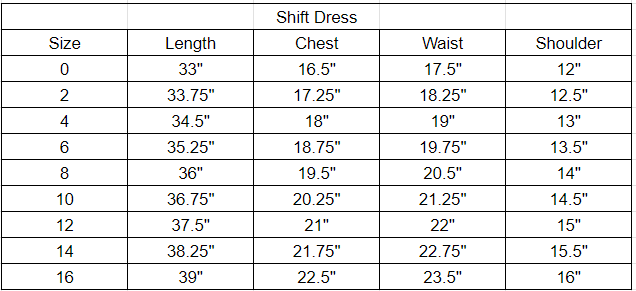 Size chart