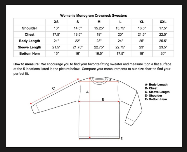 Size chart