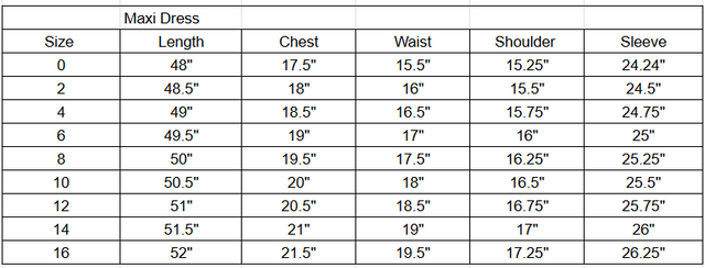 Size chart