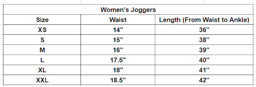 Size chart
