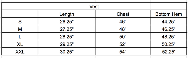 Size chart