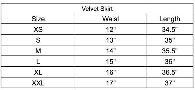 Size chart
