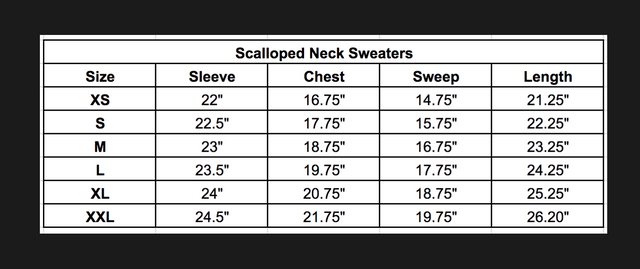 Size chart