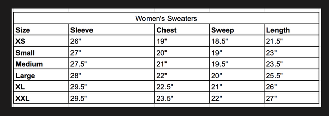 Size chart