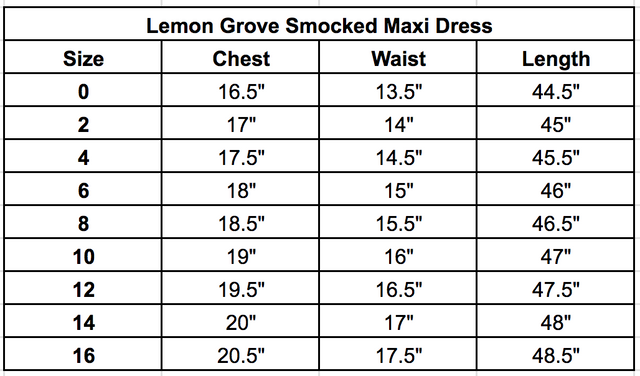 Size chart