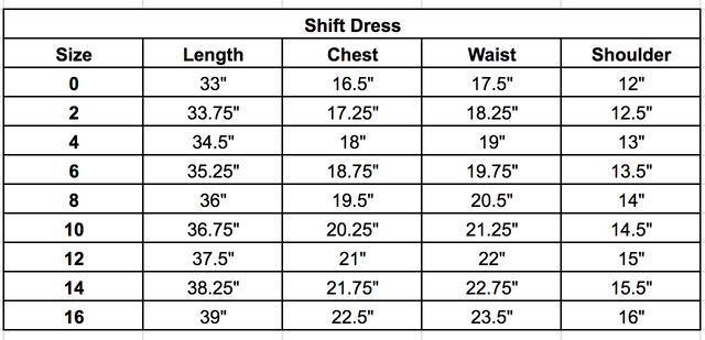 Size chart