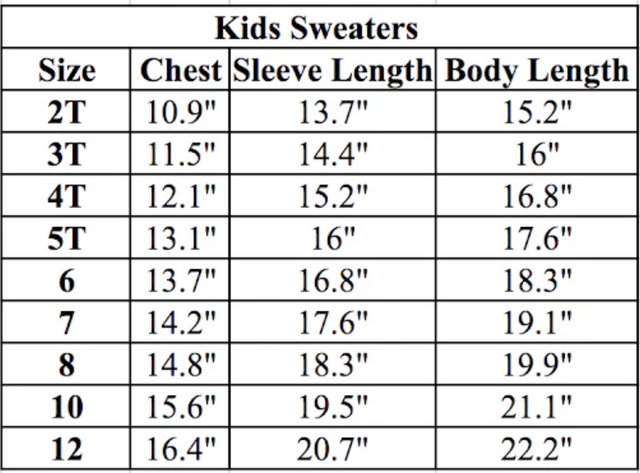Size chart