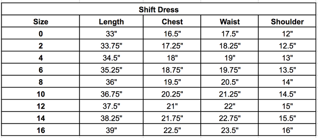 Size chart