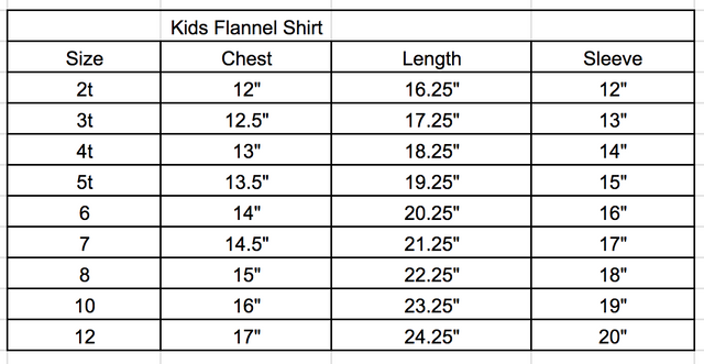 Size chart
