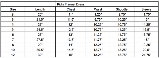 Size chart