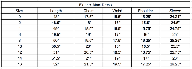 Size chart