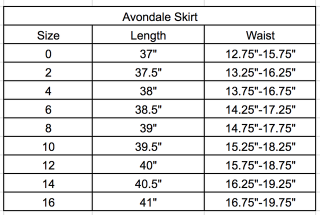 Size chart