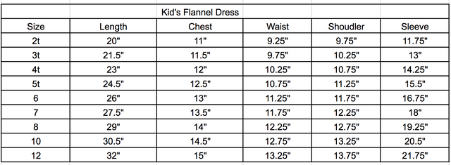 Size chart