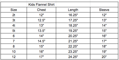 Size chart