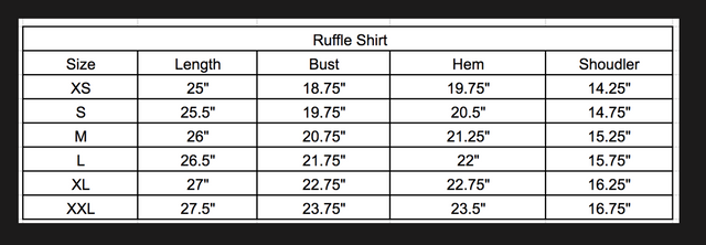 Size chart