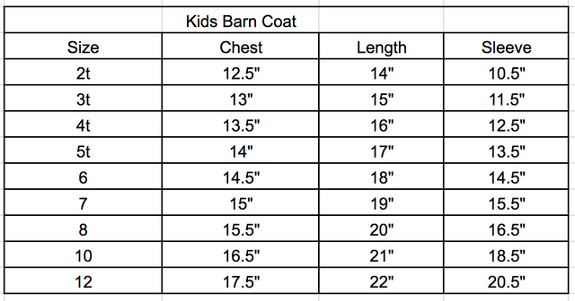 Size chart