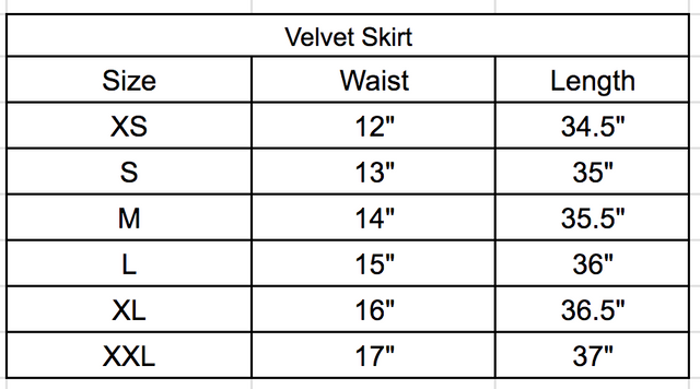 Size chart