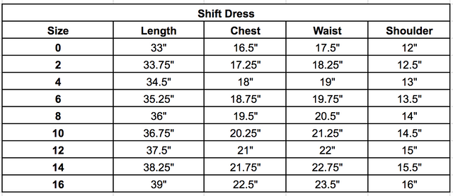 Size chart