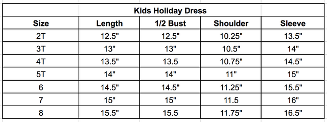 Size chart