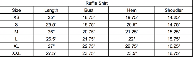 Size chart