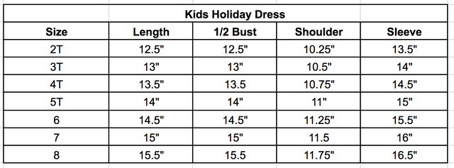 Size chart