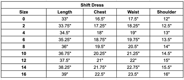 Size chart