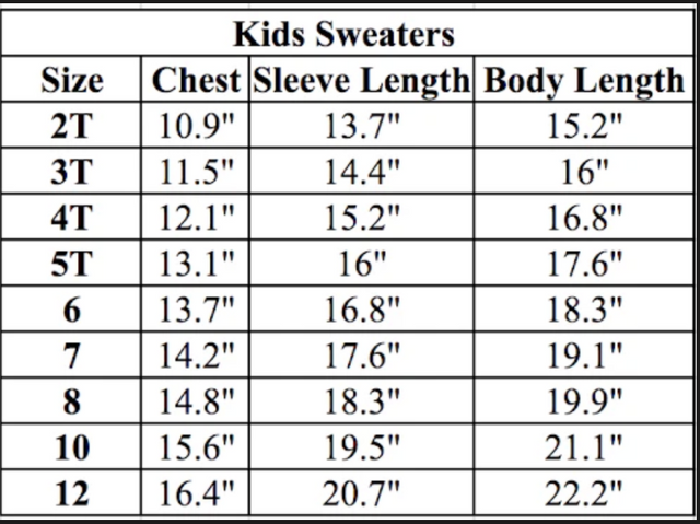 Size chart