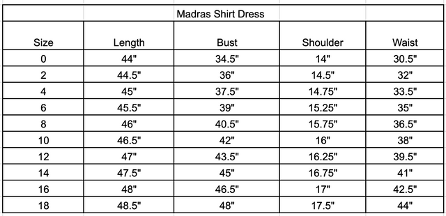 Size chart