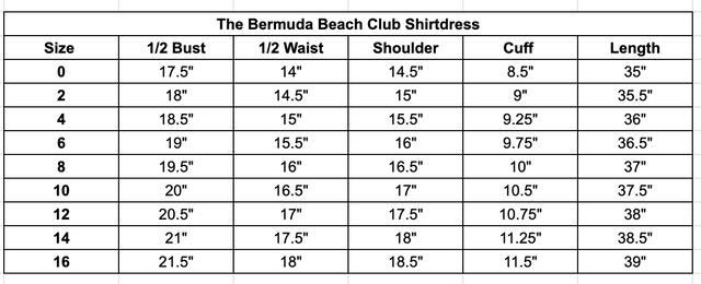 Size chart