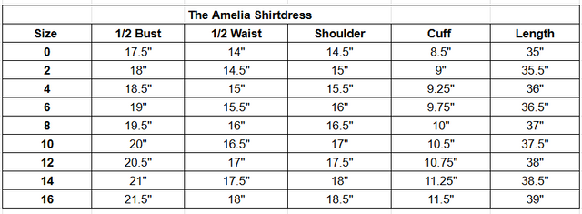 Size chart
