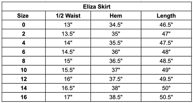 Size chart