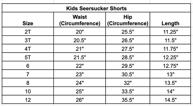 Size chart