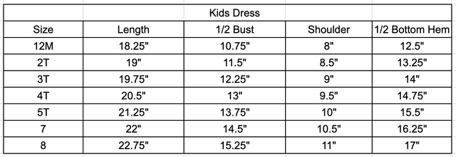 Size chart