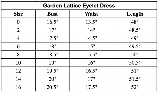 Size chart