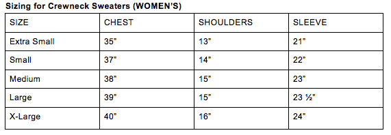 Size chart