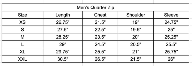 Size chart
