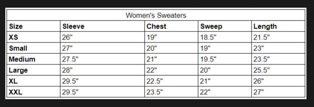 Size chart