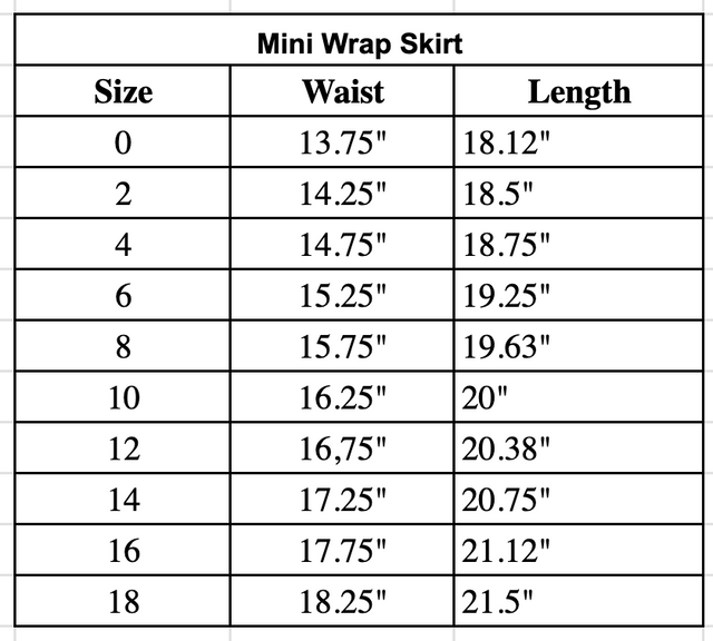 Size chart
