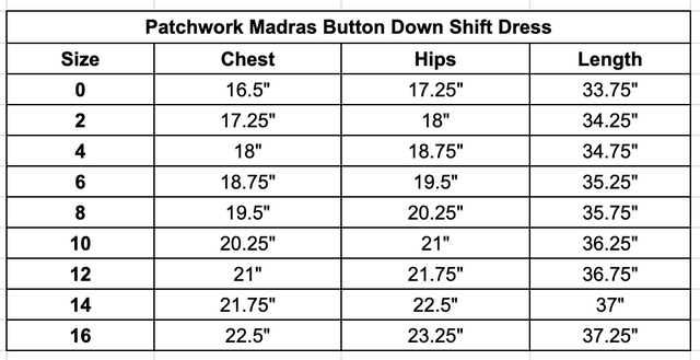 Size chart