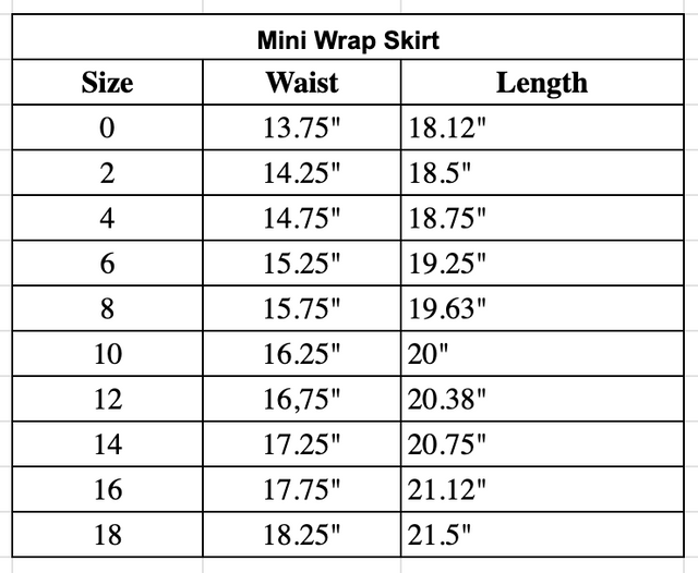 Size chart