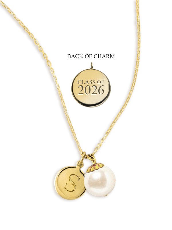 World's Your Oyster Engravable Gold Graduation Necklace