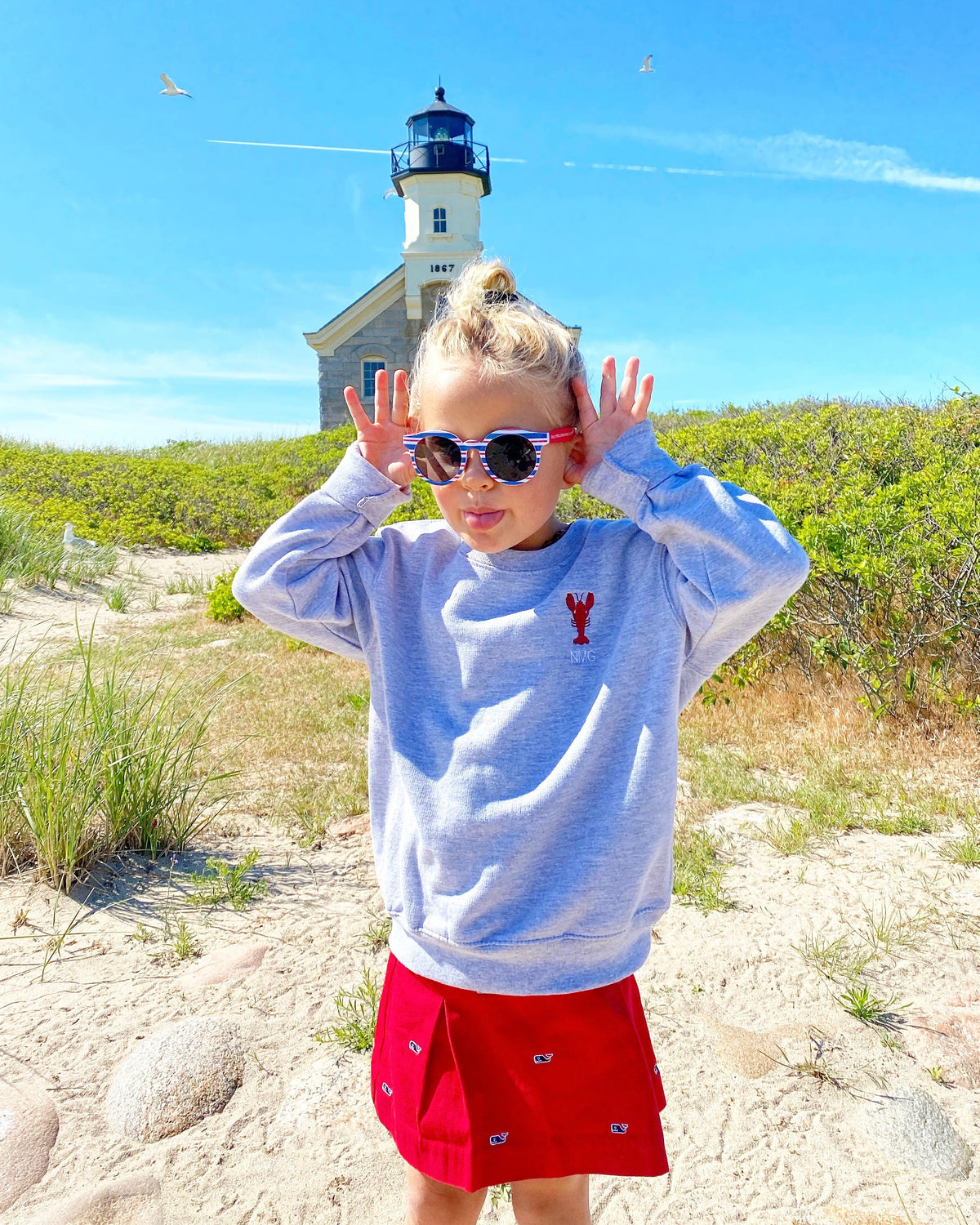 Seaclaw Merry Kids Embroidered Monogram Sweatshirt