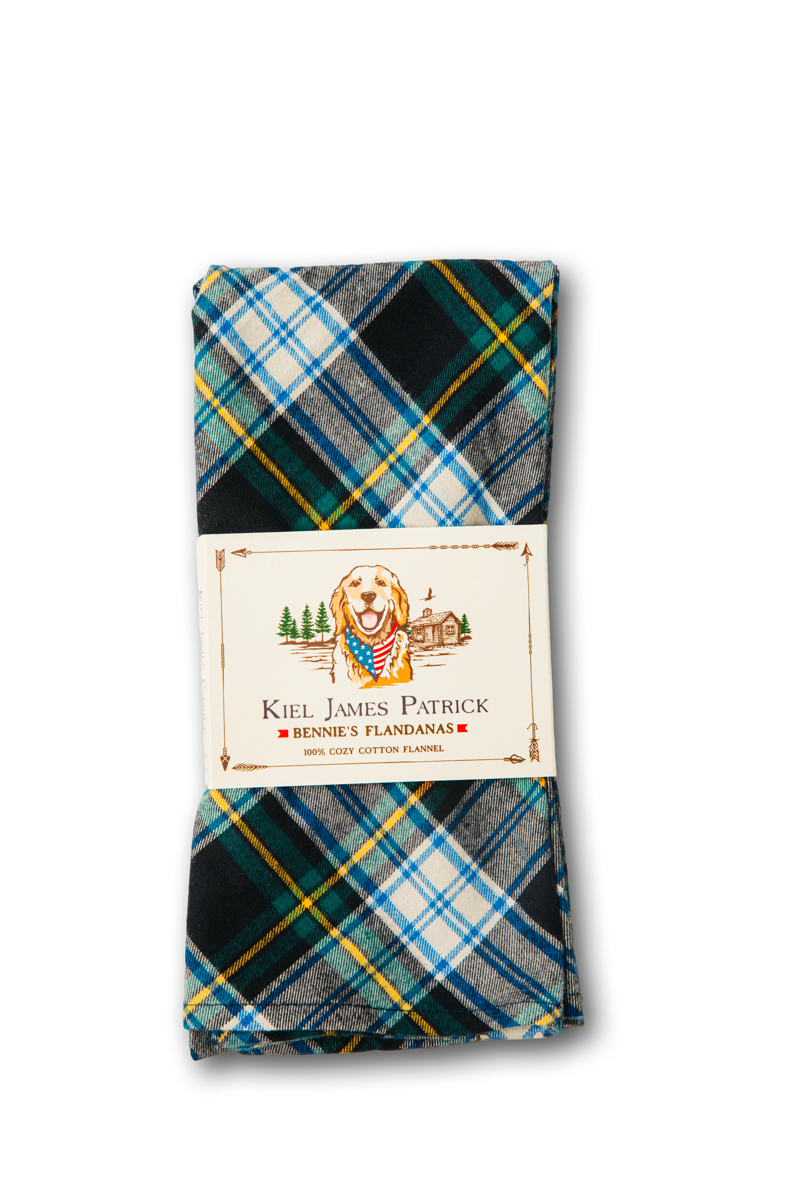 Green Mountain View Flannel Dog Bandana