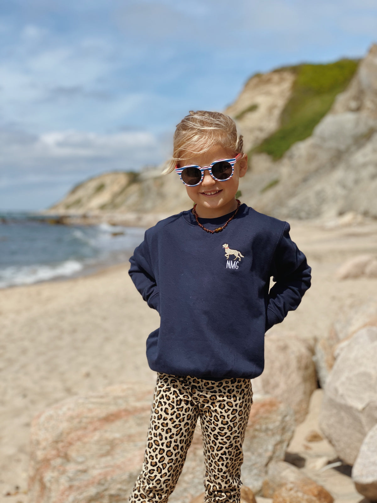 Nantucket Golden Kids Embroidered Monogram Sweatshirt
