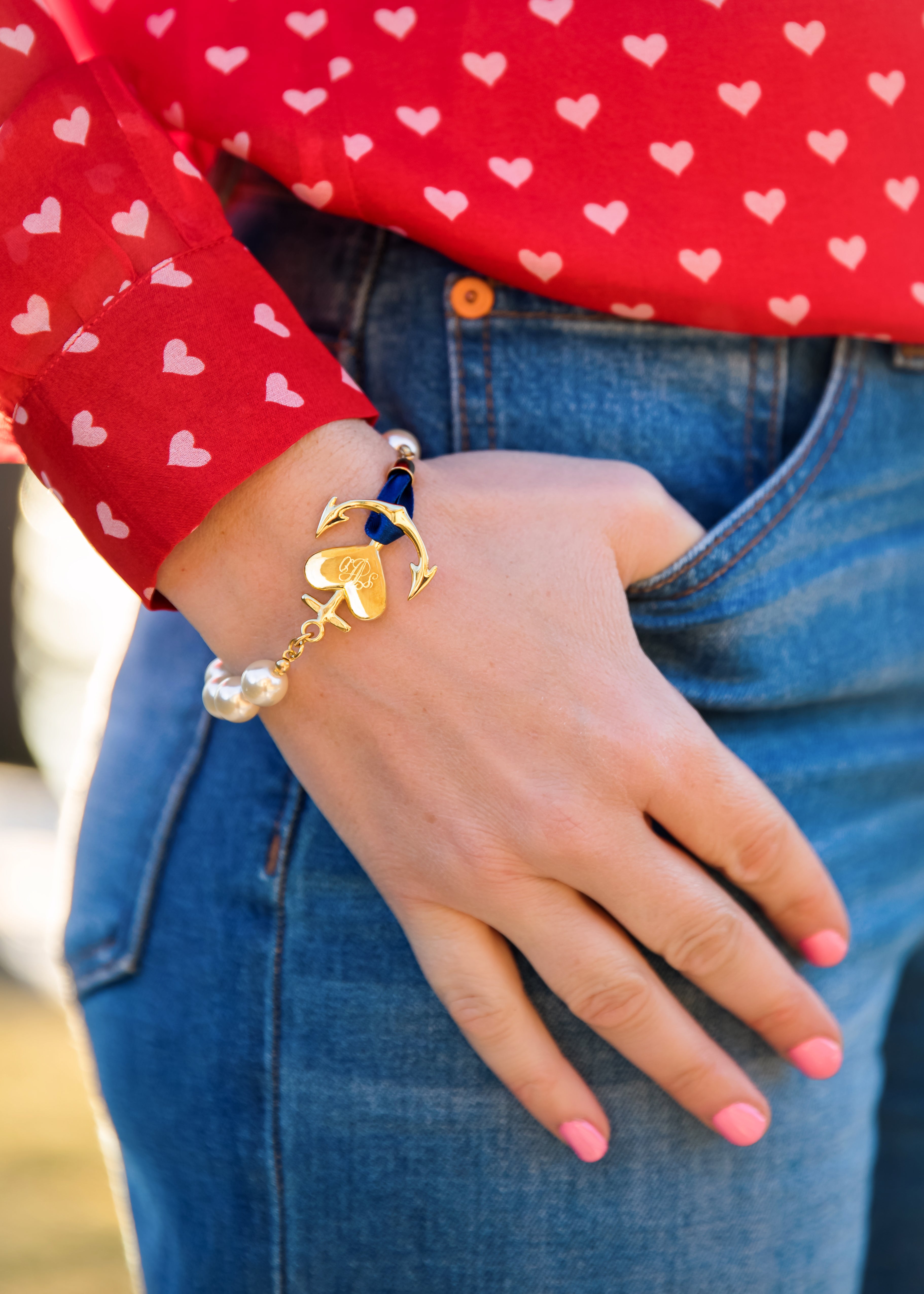 Anchored Hearts Bracelet