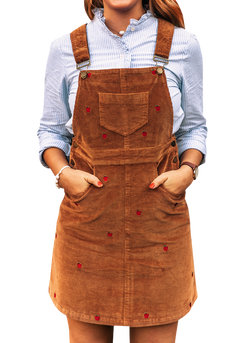 Apple Embroidered Corduroy Jumper Dress Apple Embroidered Corduroy Jumper Dress