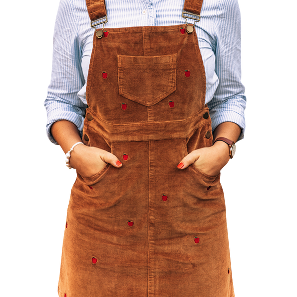 Apple Embroidered Corduroy Jumper Dress Apple Embroidered Corduroy Jumper Dress
