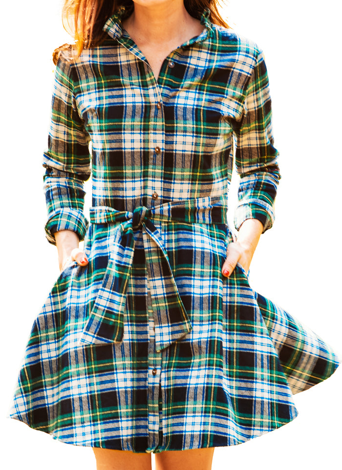 Green Mountain View Flannel Dress