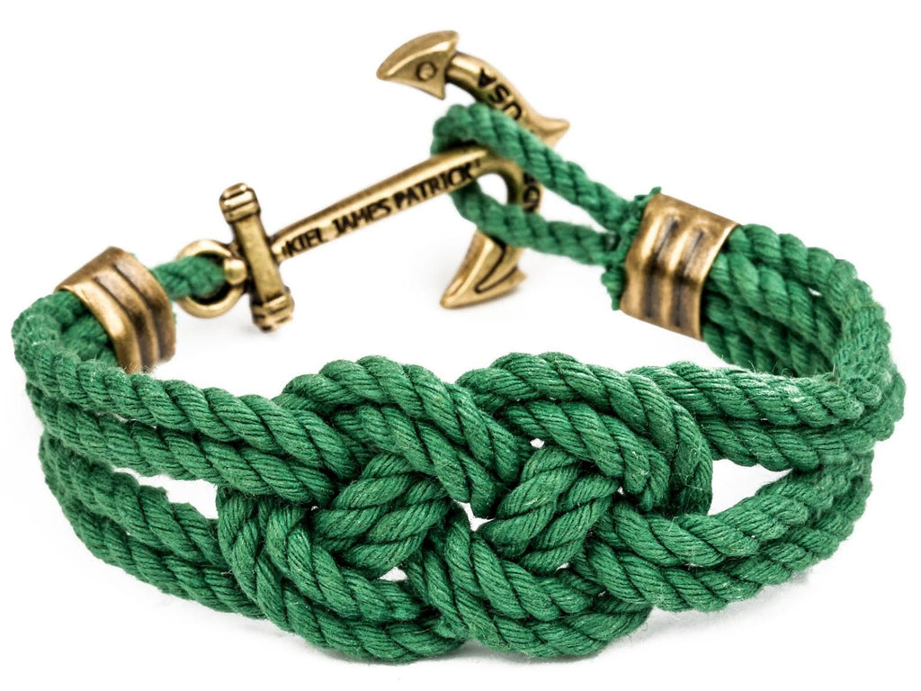 KJP Carrick Knot Nautical Cord Bracelet w/ Anchor Clasp in Green