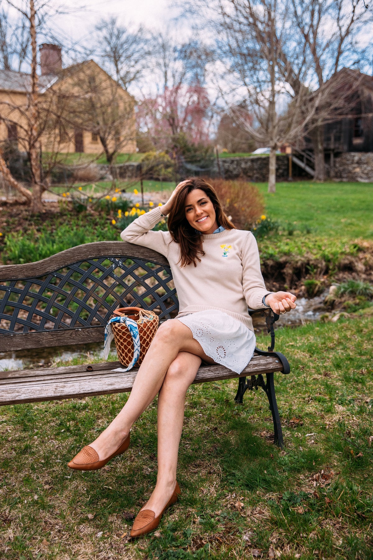 Daffodil Days Embroidered Monogram Sweater